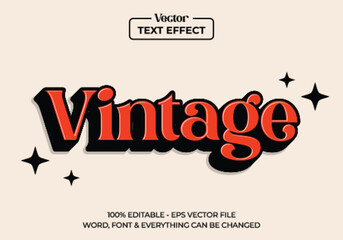 Wall Mural - red retro vintage text effect, editable text effect