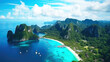Aerial view of Koh Phi Phi island, Thailand. Beautiful island landscape in Thailand