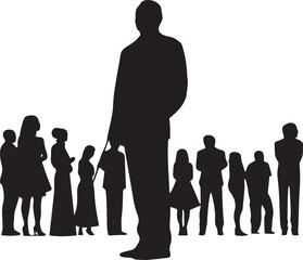 Wall Mural - Standing Silhouette People vector illustration