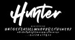© asep - hunter brush font script vector lettering. Best Alphabet Alphabet Brush Script Logotype Font lettering handwritten