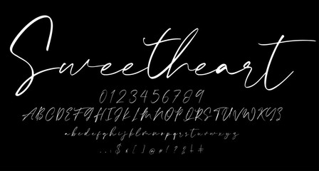Wall Mural - sweethearth font script vector lettering. Best Alphabet Alphabet Brush Script Logotype Font lettering handwritten