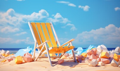 Wall Mural - Beautiful beach. Chairs on the sandy beach near the sea. Summer holiday and vacation concept for tourism. Inspirational tropical landscape.