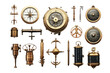Maritime Precision: Nautical Instruments Set Isolated on Transparent Background