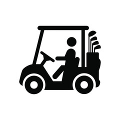 Wall Mural - Golfer driving a golf cart icon