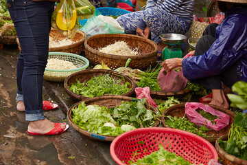 Poster - Fresh vegetables on display in a traditional market	