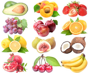 Poster - Set of fruits isolated