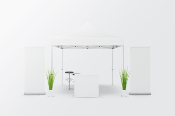 Wall Mural - Exhibition booth mockup 3d rendering