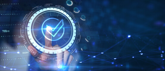 Wall Mural - Standard quality control. Certification. Business, technology, internet and networking concept.