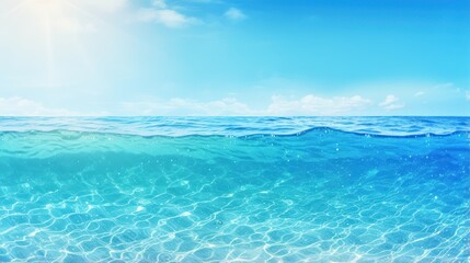 Wall Mural - Summer tropical sea with sparkling waves and blue sunny sky