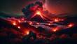 Fuego y Furia: Erupción bajo la Noche Estrellada