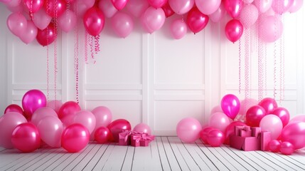 Wall Mural - A room filled with lots of pink balloons