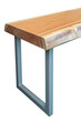 © timltv - Bench with live edge wood top and gray metal legs in simple modern design isolated on a white background. Close-up view