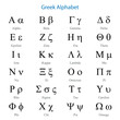 greek alphabet letters on white background