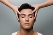 man with a headache concept. head massage