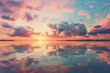 Spectacular Sunset Reflection on a Tranquil Lake - Majestic Evening Skyscape