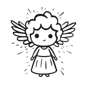 Christmas Angel in cartoon, doodle style. Isolated 2d vector illustration in logo, icon style, Eps 10. AI Generative