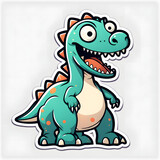 Fototapeta Dinusie - Green color dinosaur sticker