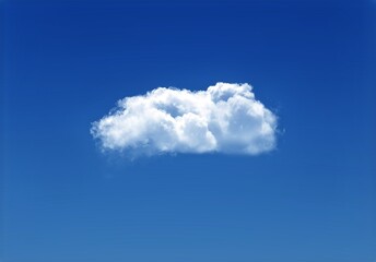 Wall Mural - Single cloud in the deep blue gradient sky, natural background