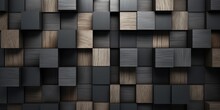 Abstract Block Stack Wooden 3d Cubes, Black Wood Texture For Backdrop
