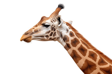 Wall Mural - close-up side view of a giraffe head, isolated