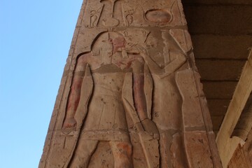 Wall Mural - Inscriptions on the walls and columns of seti 1 temple in Abydos in Sohag in Egypt