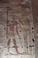 Wall Mural - Inscriptions on the walls and columns of seti 1 temple in Abydos in Sohag in Egypt