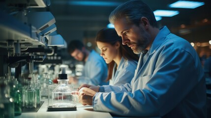 Poster - Pharmacists working in a laboratory.