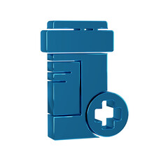 Poster - Blue Medicine bottle icon isolated on transparent background. Bottle pill sign. Pharmacy design.