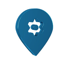 Sticker - Blue Location with car service icon isolated on transparent background. Auto mechanic service. Repair service auto mechanic.