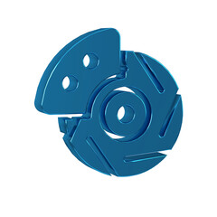 Sticker - Blue Car brake disk with caliper icon isolated on transparent background.