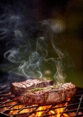Wall Mural - fresh grilled beef steak, with room for your text