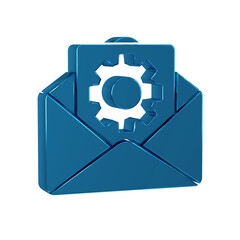 Sticker - Blue Envelope setting icon isolated on transparent background.