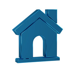 Sticker - Blue House icon isolated on transparent background. Home symbol.