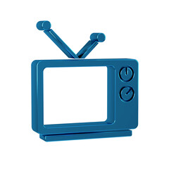 Canvas Print - Blue Retro tv icon isolated on transparent background. Television sign.