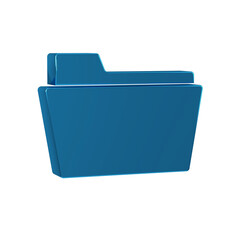 Poster - Blue Document folder icon isolated on transparent background. Accounting binder symbol. Bookkeeping management.