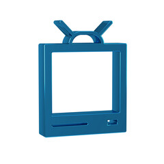 Poster - Blue Retro tv icon isolated on transparent background. Television sign.