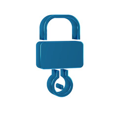 Canvas Print - Blue Lock and key icon isolated on transparent background. Padlock sign. Security, safety, protection, privacy concept.