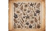 © mockupzord - Aged paper with a collection of assorted pressed flowers and foliage in a vintage botanical print style