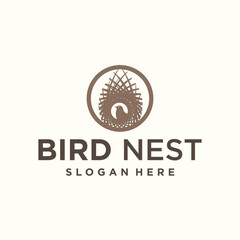 Poster - vector natural birds nest logo natural root and leaf birds nest logo