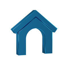 Poster - Blue Dog house icon isolated on transparent background. Dog kennel.