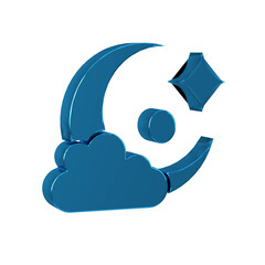 Sticker - Blue Cloud with moon icon isolated on transparent background. Cloudy night sign. Sleep dreams symbol. Night or bed time sign.