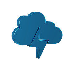 Sticker - Blue Storm icon isolated on transparent background. Cloud and lightning sign. Weather icon of storm.