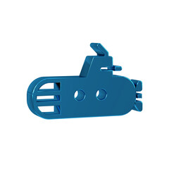 Sticker - Blue Submarine icon isolated on transparent background. Military ship.