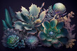 Botanical Illustration · Nature Art · Natural Night Background · Succulent · Digital Art