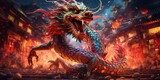 Fototapeta Zwierzęta - Chinese New Year Festival, Year of the Dragon, Chinese Zodiac Concept, Asian Culture elements Design
