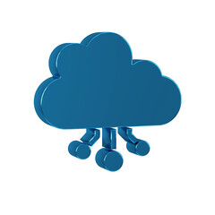 Sticker - Blue Cryptocurrency cloud mining icon isolated on transparent background. Blockchain technology, bitcoin, digital money market, cryptocoin wallet.