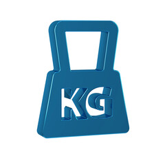 Poster - Blue Weight icon isolated on transparent background. Kilogram weight block for weight lifting and scale. Mass symbol.