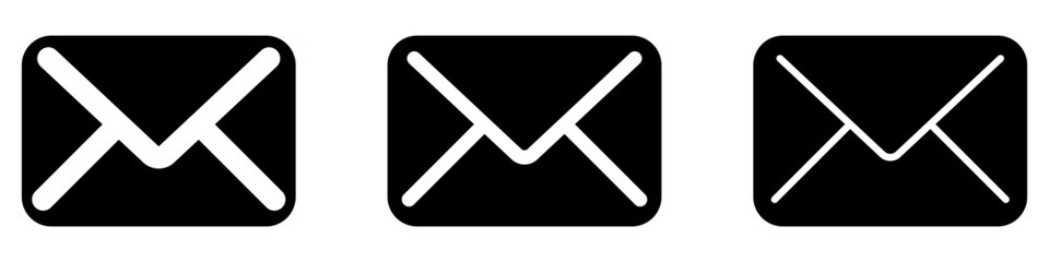 Wall Mural - envelope icon. set of black envelope icon isolated on a white background.