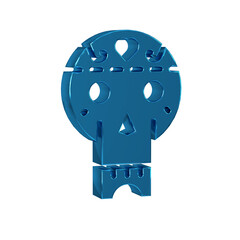 Sticker - Blue Mexican skull icon isolated on transparent background.