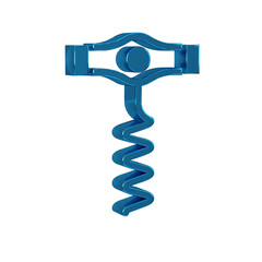 Canvas Print - Blue Wine corkscrew icon isolated on transparent background.